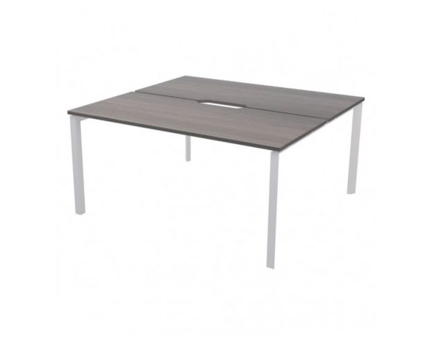 Бенч двойной на 2 рабочих места на металлокаркасе НТМП.П.Б2-160 Лиственница/Белый